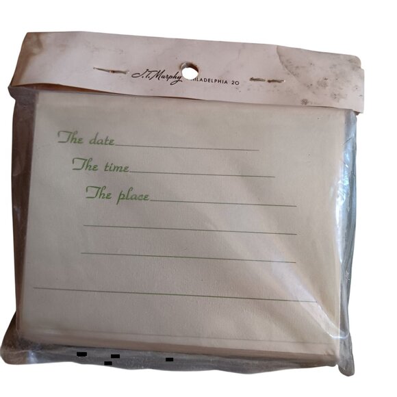 Vintage Barbecue Party Invitations Set 1960's 12 Cards Envelopes NOS - Picture 2 of 3